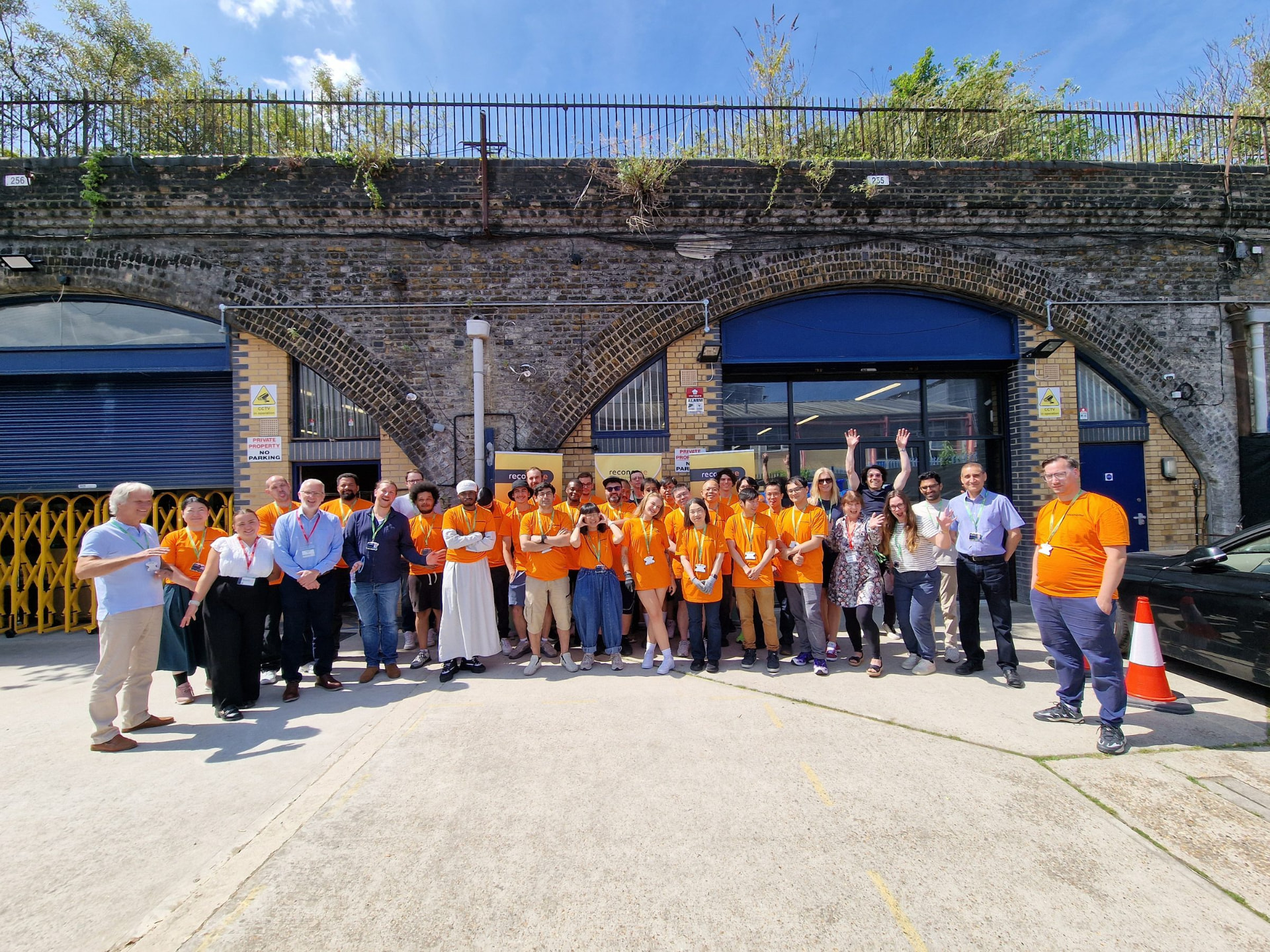 The Reconome team outside the workshop.