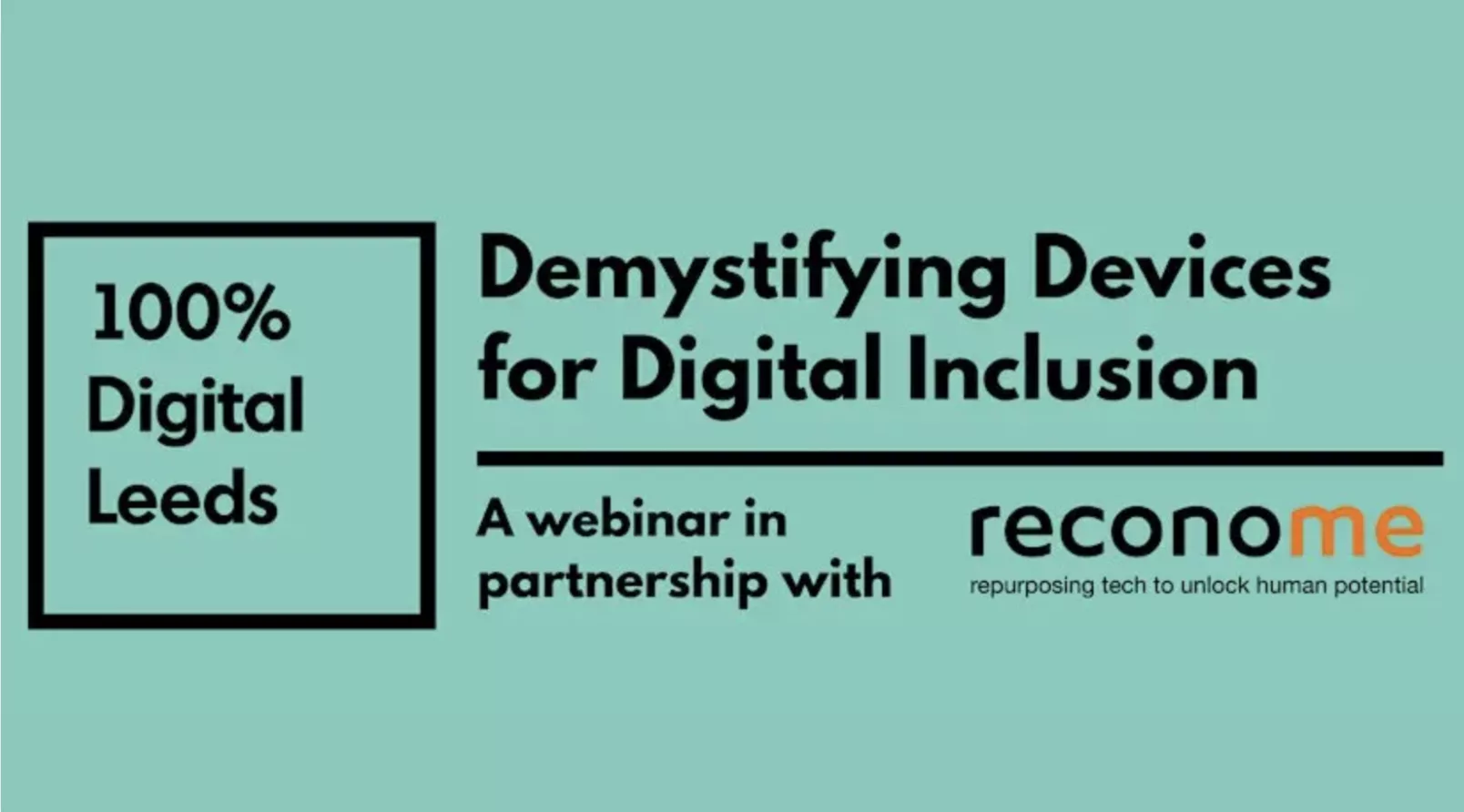 A webinar graphic for Demystifying Devices for Digital Inclusion.
