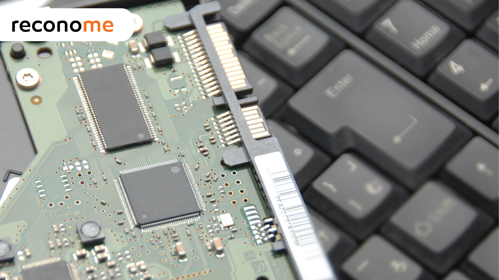 Insides of a laptop, illustrating memory components of a device